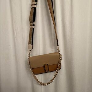 Authentic- Marc Jacobs Two-Tone Brown and Tan Crossbody with Gold Chain